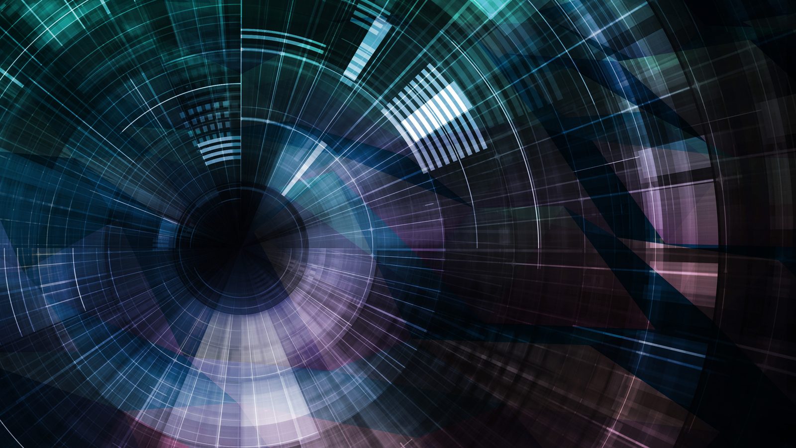 bstract teal and purple circular data visualization representing the growing demand for multimedia localization across screens