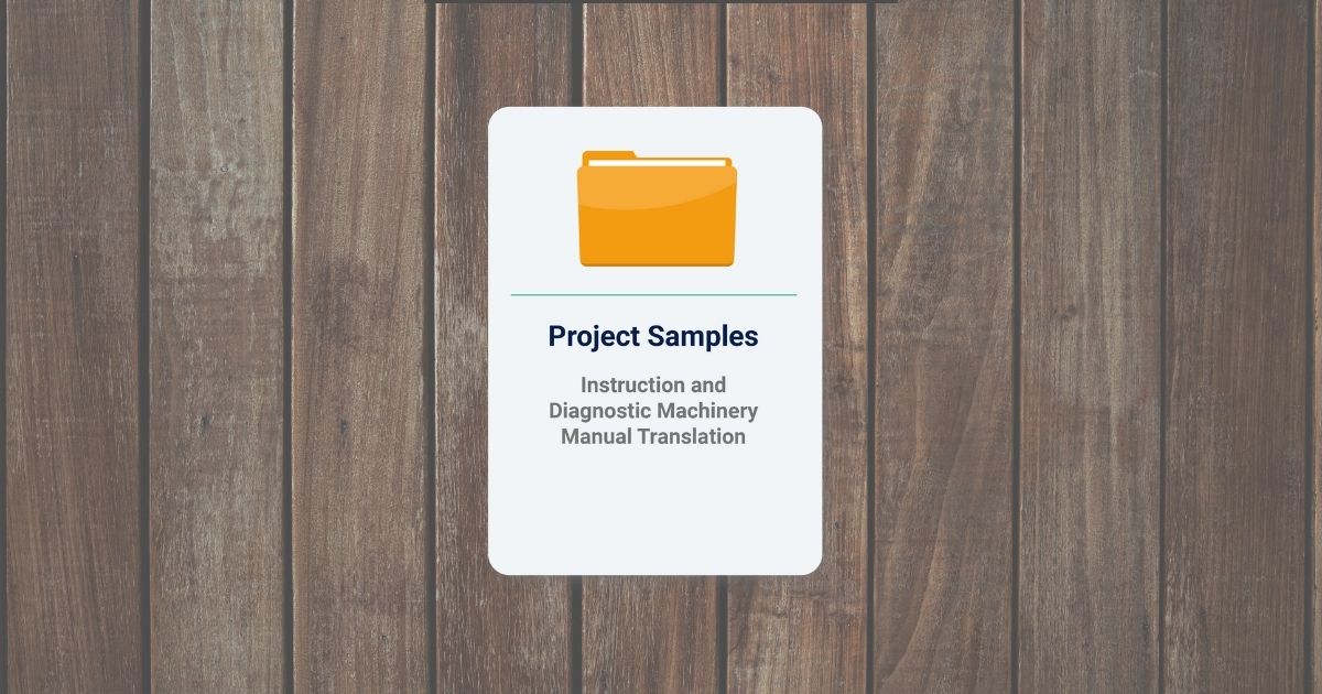 Instruction and Diagnostic Machinery Manual Translation - Project Samples - Life Sciences & Medical Devices
